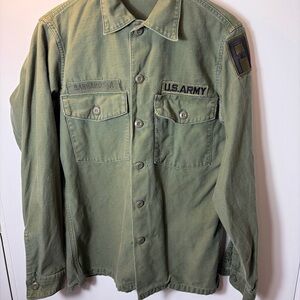 Vintage US Army OG-107 Fatigue Utility shirt 15 1/2 x 35